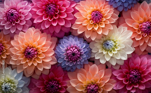 Abstract floral flower dahlia texture background banner  Closeup of colorful blooming dahlias