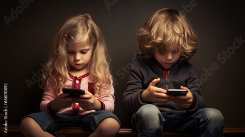 Child with mobile phone - Exploring the Impact of Technology: Fostering a Healthy Tech-Lifestyle Balance, generative AI