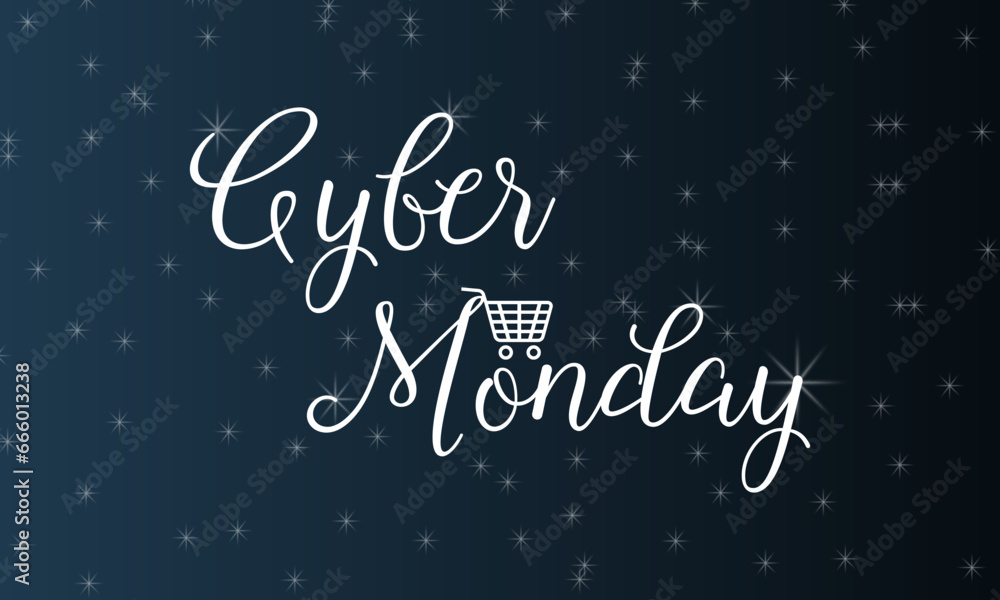 Cyber Monday Sale Online Shopping Concept with Digital Devices, Shopping Bag, and Discounts banner. Vector template for background, banner, card, poster design.