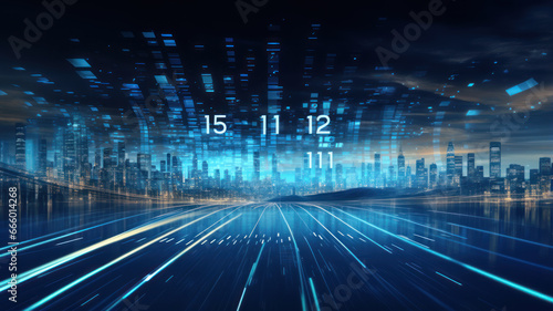 Interwoven Numbers on Futuristic Tech Background
