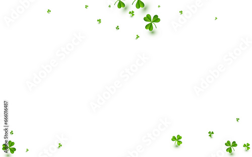 Green Clover Holiday Vector White Background.