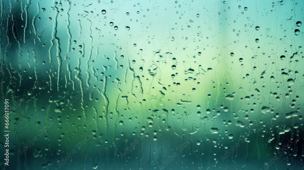 Raindrops on Window Against Blue Sky Raindrops on Window Against Blue Sky
