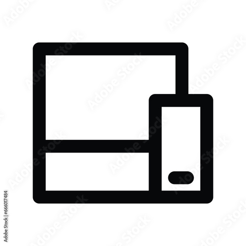 Tablet and Smarphone icon vector. Black and white illustration. Solid linear icon.