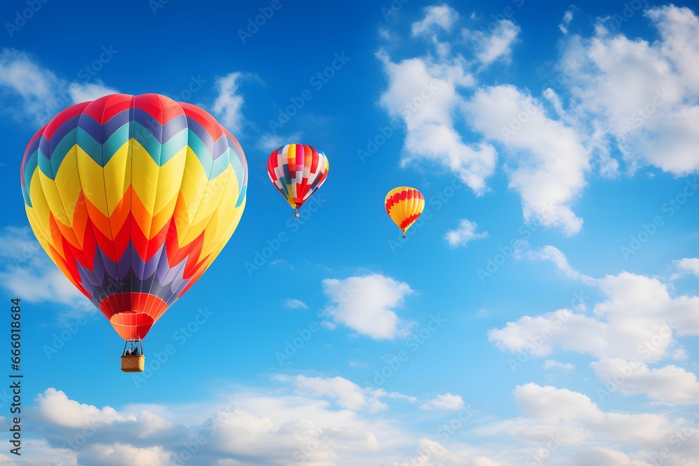 Fototapeta premium Colorful hot air balloons on blue sky.