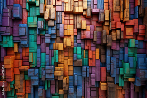 Colorful abstract background made of wooden cubes