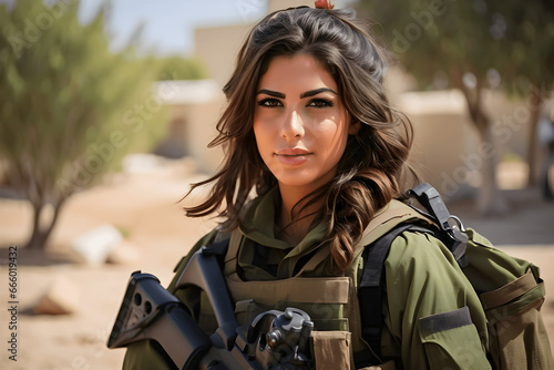 Israeli military young girl, generative ai  photo