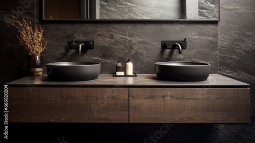 kitchen sink in black color generated by AI