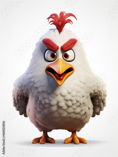 An Angry 3D Cartoon Chicken on a Solid Background © Nathan Hutchcraft
