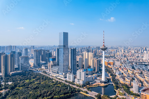 Aerial photography of the color TV tower city CBD in Shenyang  Liaoning  China