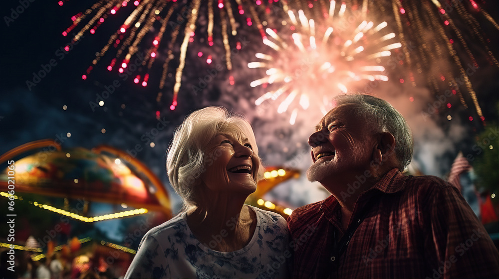 Old people's fun in the amusement park Old people's fun in the amusement park