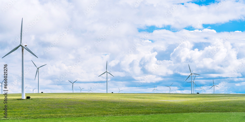 Huiteng Xile Grassland and Windmill Scenery in Ulanqab, Inner Mongolia, China