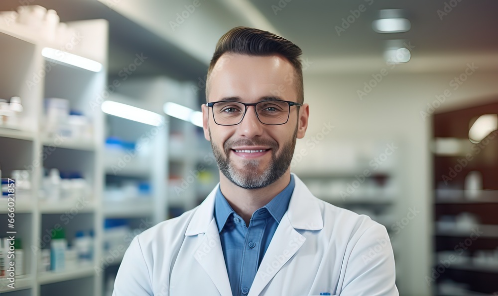Ai farmacista che sorride rassicurante 02 Ai farmacista che sorride rassicurante 02