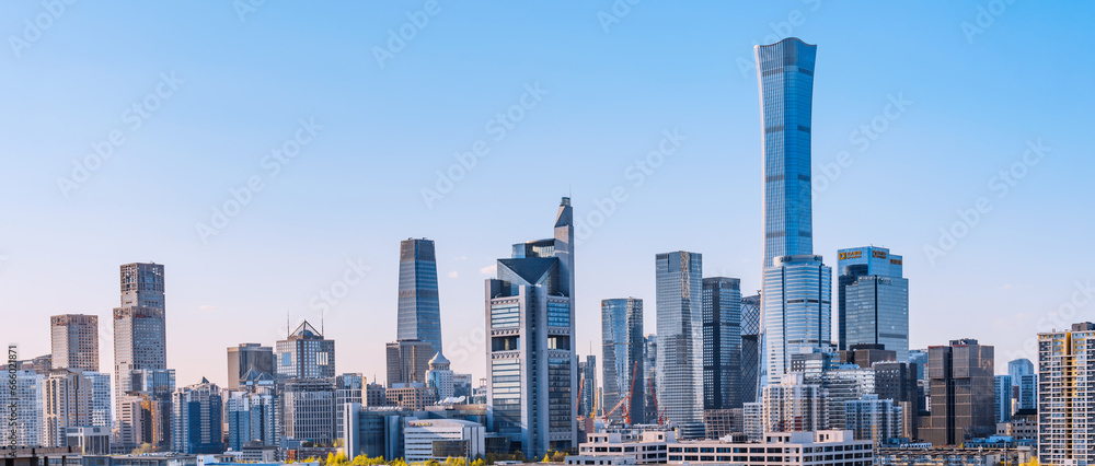 Scenery of the CBD Building Complex on the Urban Skyline in Beijing, China