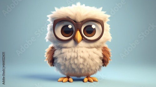 adorable fluffy baby owlet wearing glasses in the.Generative AI © shuvodesign