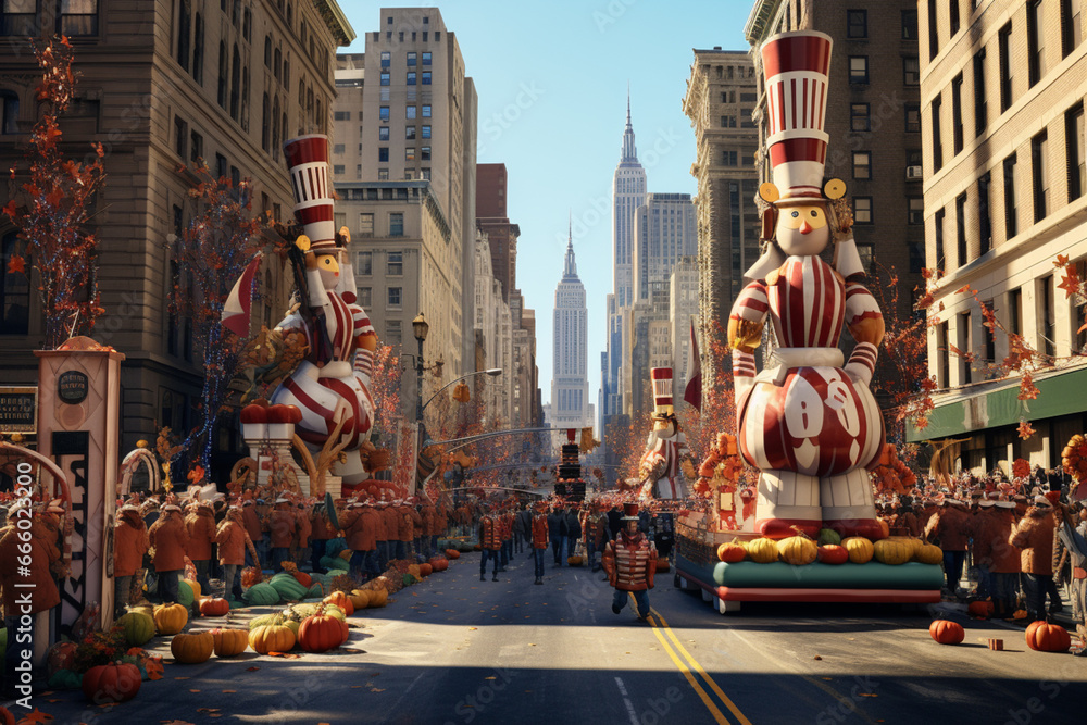 Thanksgiving parades are a popular tradition in some cities. Stock