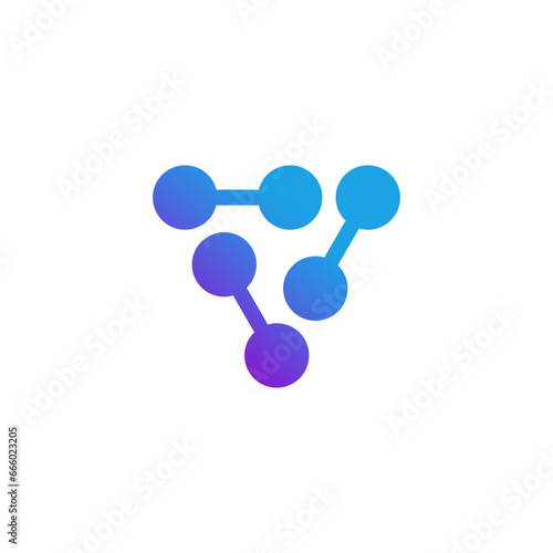 letter V logo design with dna icon 