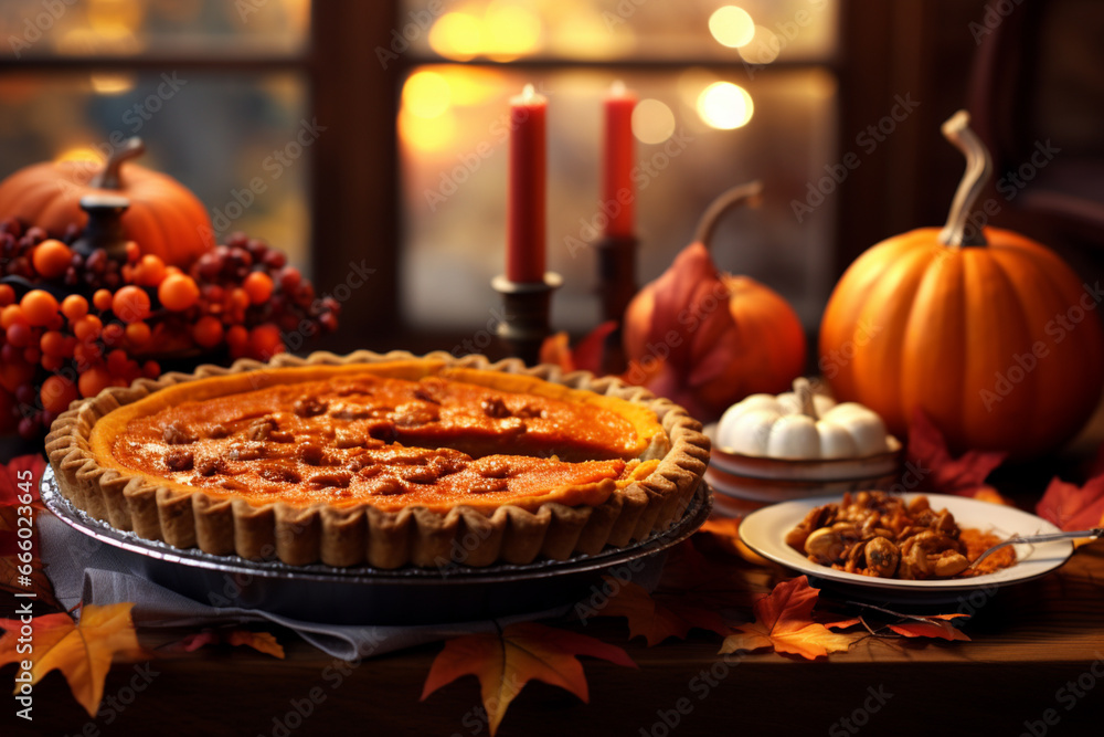Pumpkin pie is a popular dessert choice for Thanksgiving.