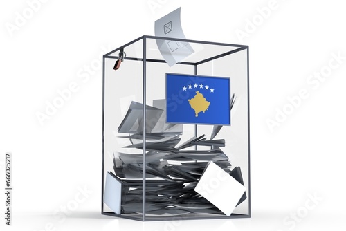 Kosovo - ballot box with voices and national flag - election concept - 3D illustration