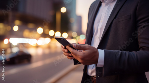 businessman texting on mobile phone
