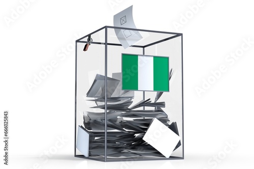 Nigeria - ballot box with voices and national flag - election concept - 3D illustration