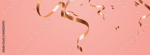 Golden Streamer Paper Vector Panoramic Pink