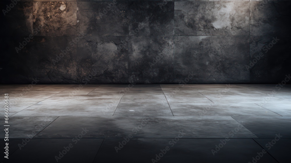 The rawness of a concrete floor stands out in an abstract dark room The rawness of a concrete floor stands out in an abstract dark room