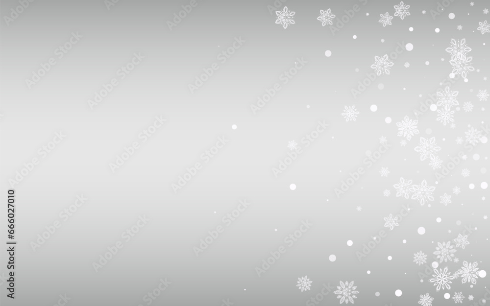 White Snow Vector Silver Background. Sky Blizzard