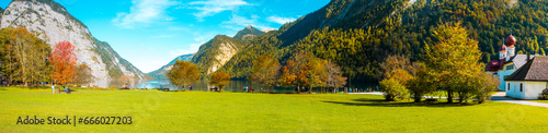 Lake Koenigssee, Berchtesgaden, Bavaria, on a sunny day in autumn photo