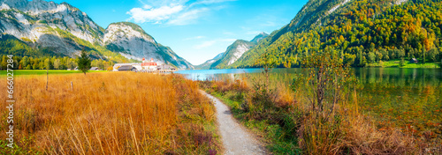 Lake Koenigssee, Berchtesgaden, Bavaria, on a sunny day in autumn photo