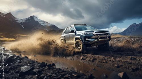 Rugged terrains are met with powerful 4x4 vehicles, showcasing off-road challenges © Putra