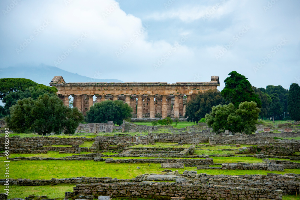 Fototapeta premium Temple of Poseidon in Archaeological Park of Paestum - Italy