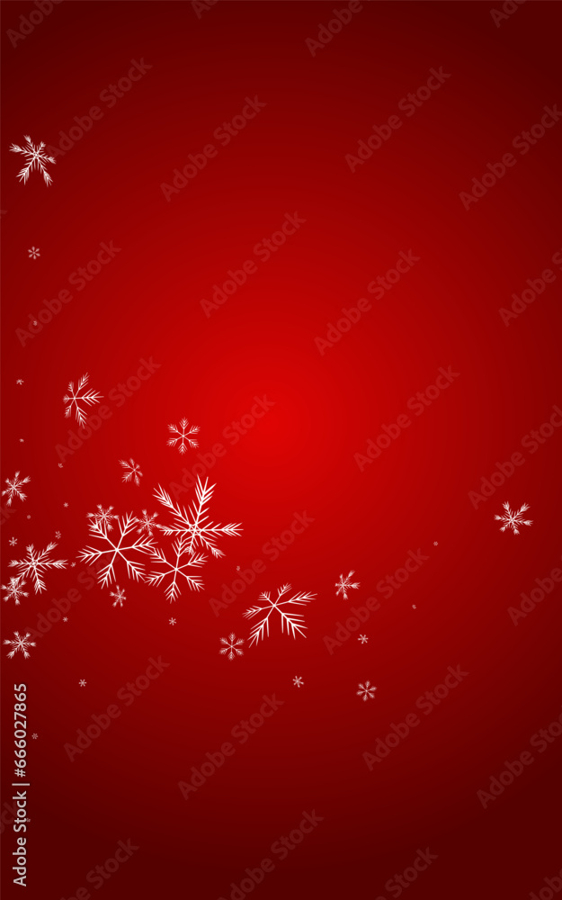 White Snow Vector Red Background. New Snowflake