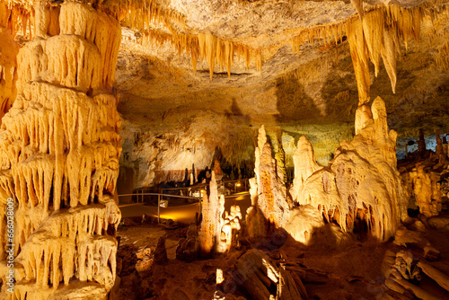The amazing cave Kapsia, with hundreds of stalactites and stalagmites, at the region of Arcadia, in Peloponnese, Greece, Europe. photo