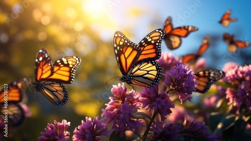Obraz na plátně the beauty and grace of migrating monarch butterflies