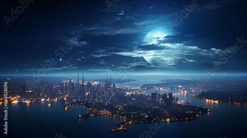 view of the metropolitan city at night