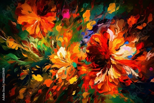 Vibrant floral abstraction. Generative AI