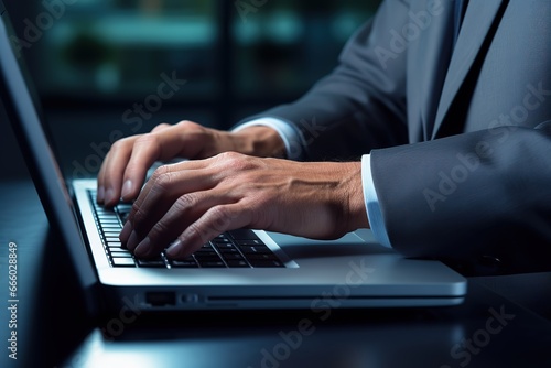 man typing on computer keyboard for business