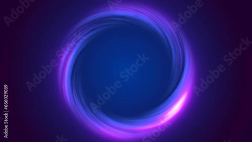  A glowing ring of blue purple color rotates with free space inside ,on a dark blue gradient background . Animation for vertical and horizontal use.