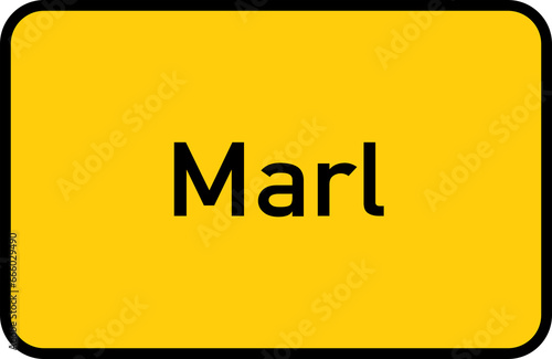 City sign of Marl - Ortsschild von Marl