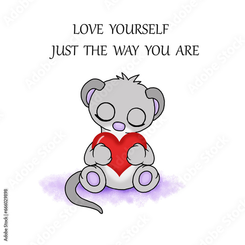 mouse with heart love yourself photo