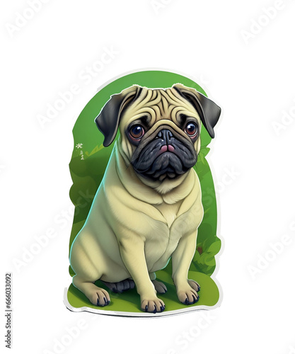 pug dog with green bow