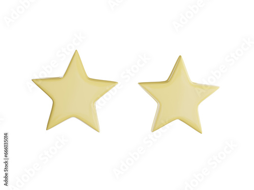 Two stars 3d gold icon