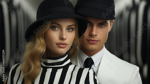 Man and woman wearing white and black clothes.