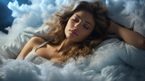 Woman sleeping in cloud.