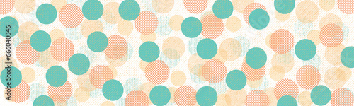 Circles, dots, polka-dots seamlessly repeatable colorful pattern, background. Speckle, stipple, stippling Vector abstract background texture design, bright poster, banner