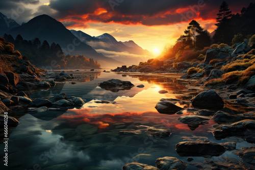sunset in nature as concept picture created with Generative AI technology