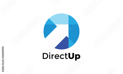 Free Download Circle arrow up logo vector minimalist design blue round concept growth progress business company simple image art modern - GFXLoad
