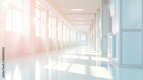 Blurred bright light interior of hospital medical illustration background