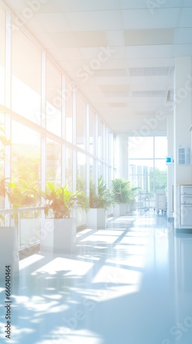 Blurred bright light interior of hospital medical illustration background