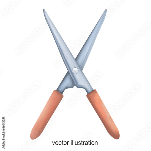 Watercolor scissors isolated on white background